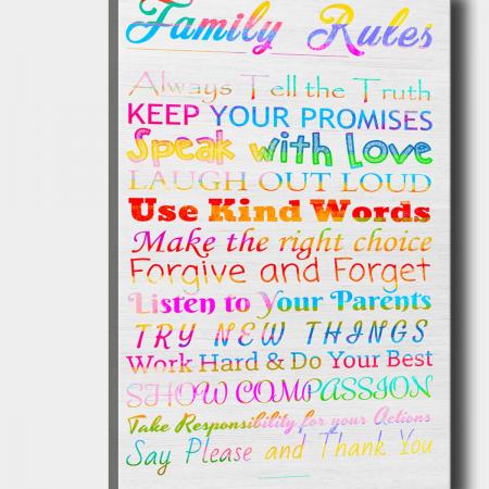 Картина Family Rules White 70x100
