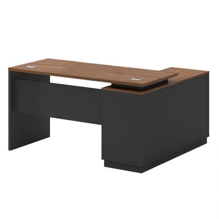 Професионално ляво ъглово офис бюро Oscar  орех-антрацит 160x140x76см