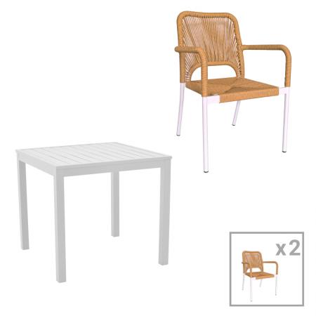 Трапезна маса Kliton - Norture комплект от 3  алуминий в бяло 80x80x74см