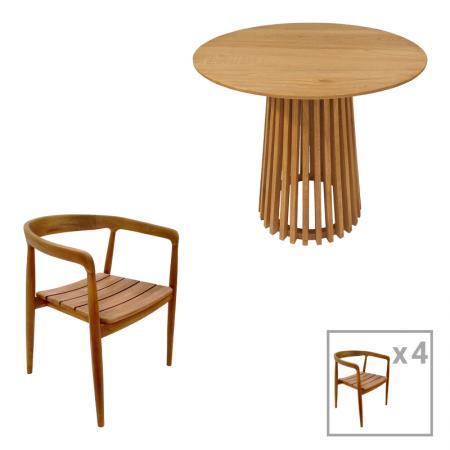 Комплект за хранене 5 части Noody-Kenda I  тиково дърво в естествен нюанс D80x75