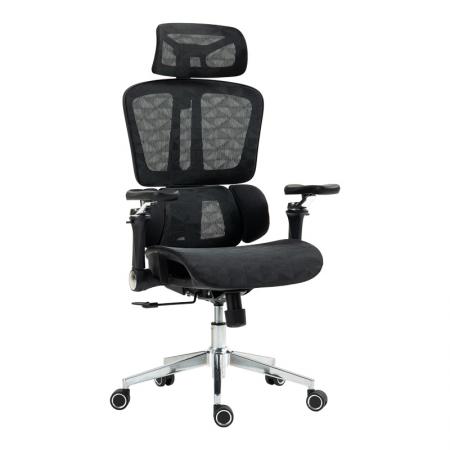 Работен стол за мениджър Jeffer  mesh в черен цвят 67x62x115-125см
